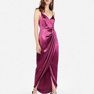 NWOT Burgundy Faux Wrap Maxi Dress